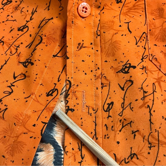 Phat Farm Shirt 90s Short Sleeve Button Front Mens XXL Samurai Sword Tiger AOP - Picture 10 of 13